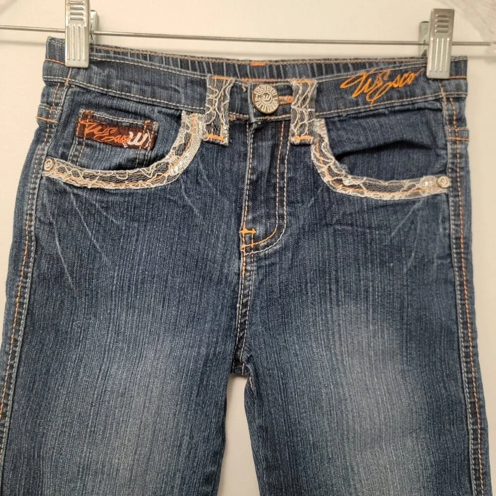 Willie Esco Jeans Girls Sz 6X Hip Hop Y2K Street Dark‎ Wash Denim Embellished
